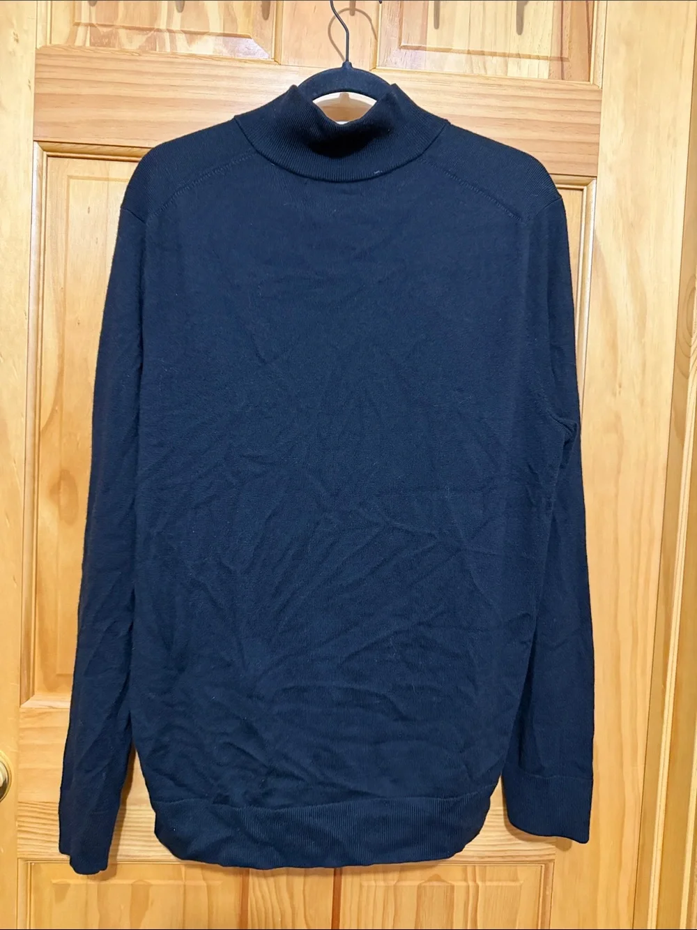 Banana Republic Men's Black Merino Wool 1/4 Zip-Neck Sweater